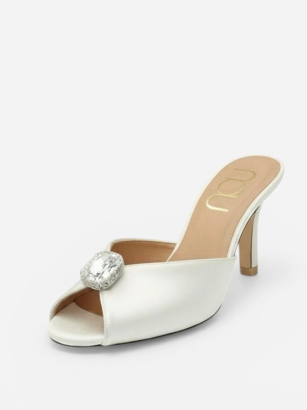 Ivory Satin Mules